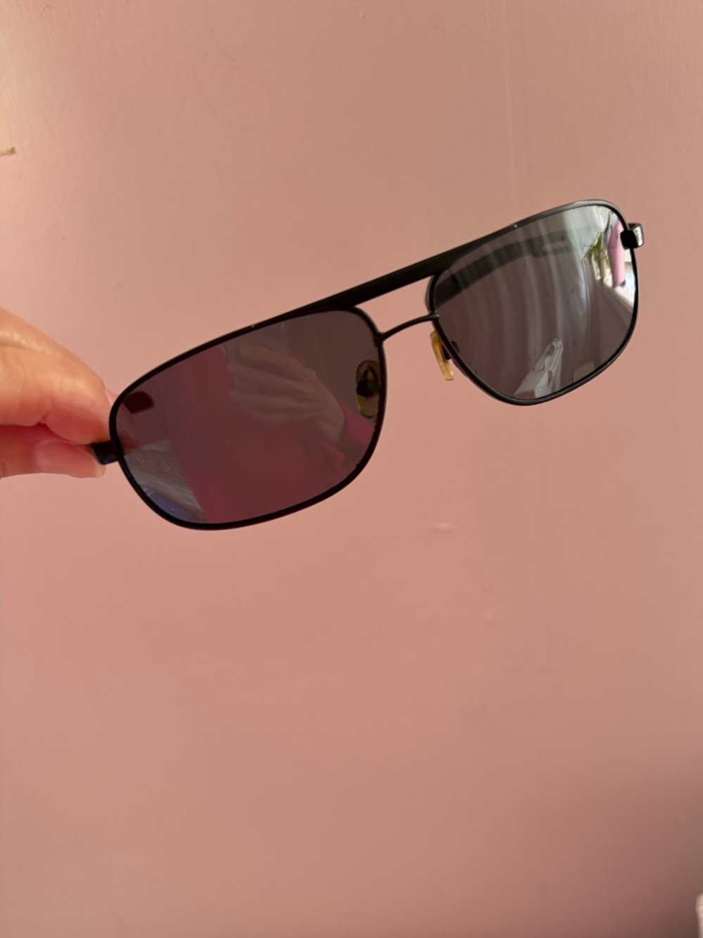 Black Aviator Sunglasses with Dark Lenses.Men's Square Aviator Sport Silver